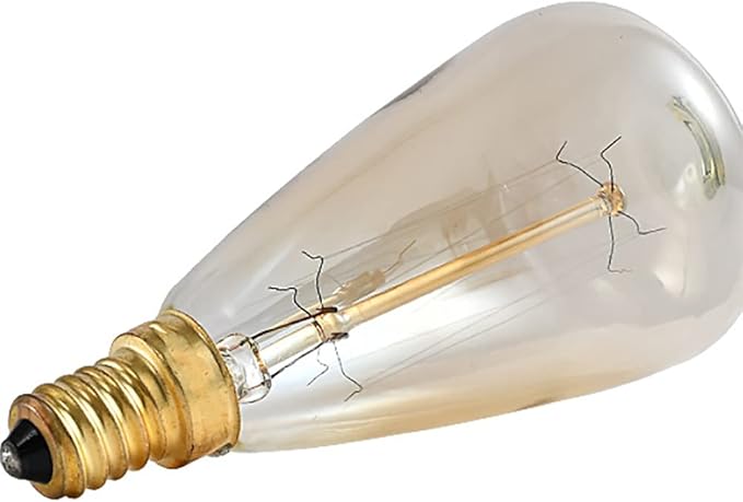 E14 25W Vintage Edison ST48 Squirrel Cage Filament Light Bulb - Dimmable Tear Drop Antique Candelabra Incandescent for Home Decorative, 2300K Amber Warm, AC120V, 4 Pack