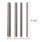 1/2"-13 Fully Threaded Rod Studs 2 Pack 5" Long Threaded Screw 304 Stainless Steel Right Hand Threads All Threaded Rod Studs for Anchor Bolts Clamps Hangers U-Bolts