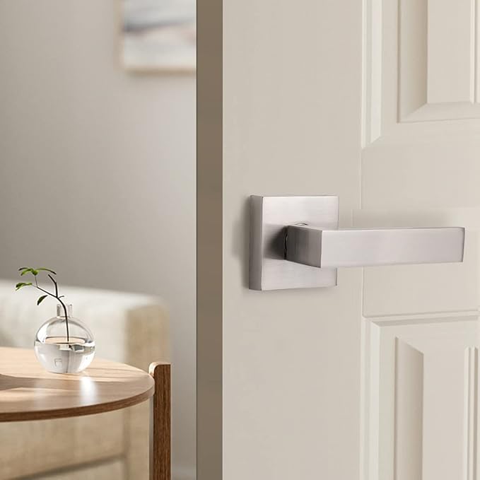 5 Pack Square Dummy Door Levers Satin Nickel,Heavy Duty Door Lock Hardware,One-Side