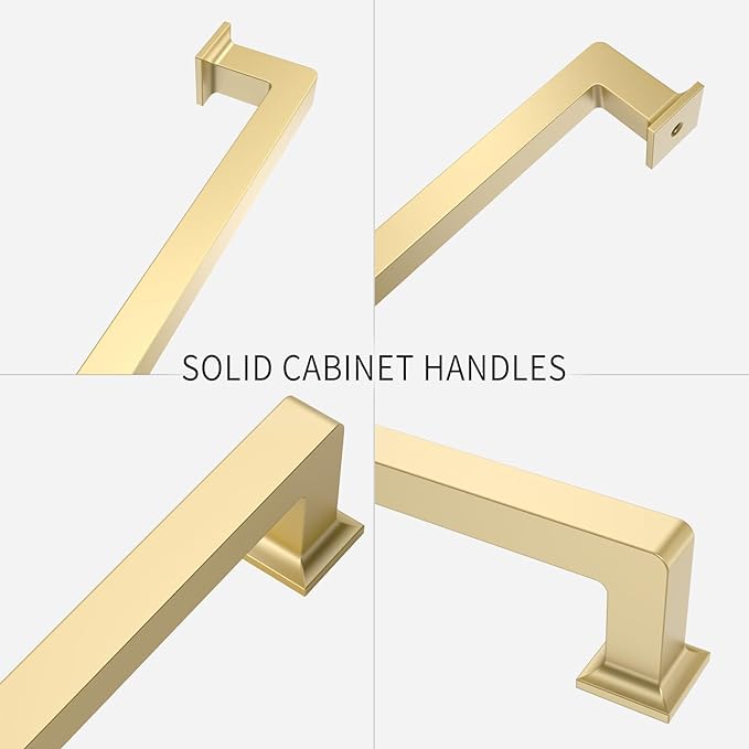 FILTA 10 Inch(256mm) Hole Centers Gold Cabinet Handles(Set of 6),Gold Cabinet Pulls Zinc Alloy Kitchen Cabinet Pulls Cabinet Hardware for Cabinets Cupboard Drawer