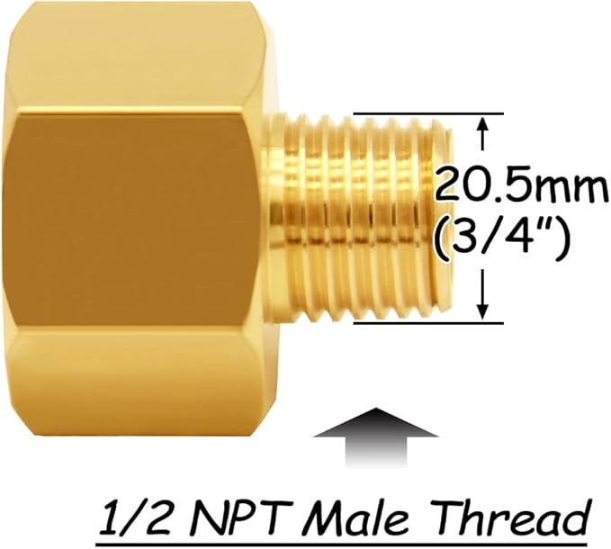 3PCS Brass 3/4" NPT Female to 1/2" NPT Male Thread, Reducer Adapter, Hex Reducing Pipe Fitting Coupler Nipple Connector for Water/Oil/Gas