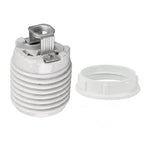 E26 Socket,Ceramic Medium Base Screw Socket E26 E27 Threaded Glazed Porcelain Lampholder (with Aluminum Shade Ring)