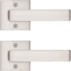 2 Pack Dummy Door Handles Brushed Nickel for Left Hand and Right Hand, Mordern Square Closet Hallway Door Knobs, Non-Turning Single Side Pull