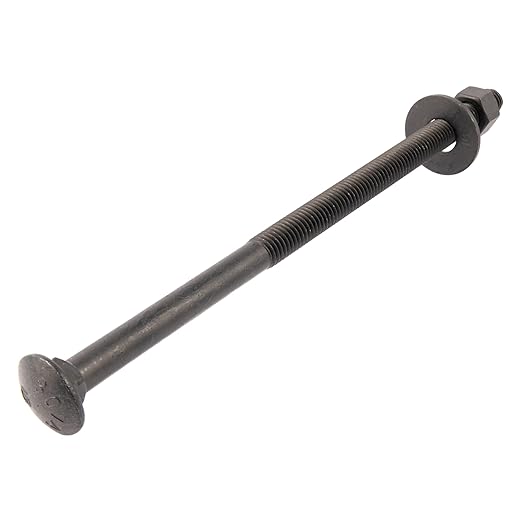 1/2 in. x 10 in. Black Carriage Bolt Kit Includes 12 Bolts, 12 Washers, and 12 Nuts, Ceramic Black Ruspert Coated for Exterior Use - 2X Rust Resistance of Galvanized by Makers Bolt
