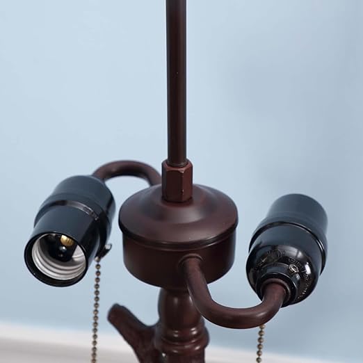 Bieye SC01 E26 Light Socket Cluster with Pull Chain Switch and Electrical Wiring Accessories (2-Light, Brown)