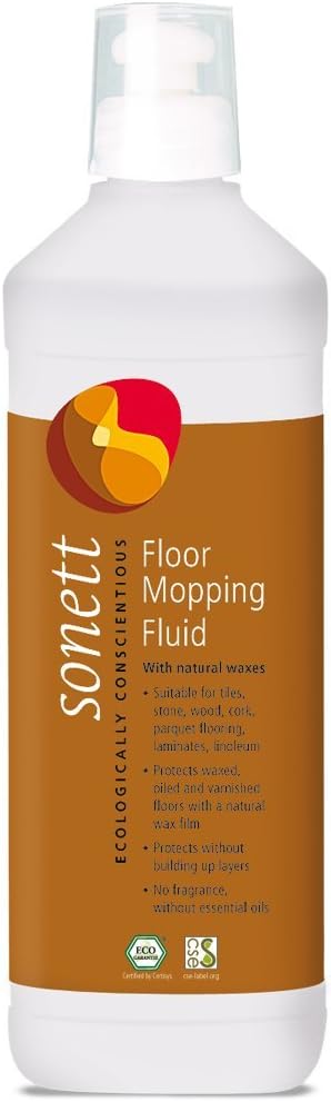 Sonett Organic Floor Cleaner -Protects waxed, oiled and varnished floors with a natural wax film without build-up. For tiles stone wood cork parquets laminates linoleum and plastics (17 fl. oz.)