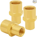 3PCS Brass Reducer Adapter, 1/8" NPT Female to 1/4" NPT Female Thread, Hex Reducing Pipe Fitting Coupler Nipple Connector for Water/Oil/Gas