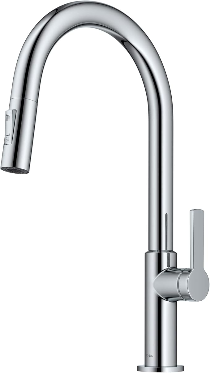 KRAUS Oletto Single Handle Pull Down Kitchen Faucet in Chrome, KPF-2820CH