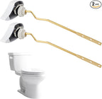Hibbent 2 Pack Metal Toilet Handle Replacement, Compatible with TOTO THU068#CP Trip Lvr for St743S, Brass Handle Trip Lever, Side Mount Toilet Tank Flush Lever, White