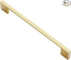 Alzassbg 5 Pack Matt Gold Cabinet Pulls, 7-1/2 Inch(192mm) Hole Centers Rectangle Cabinet Handles Kitchen Pulls for Drawers and Cabinets AL3051MGP