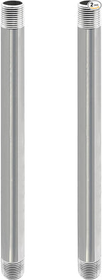 GeilSpace 3/4" x 14" Stainless Steel Pipe, 304 Pipe Nipple Fits Standard 3/4 Inch Threaded Pipes and Fittings, DIY Industrial Metal tube (2 PCS)