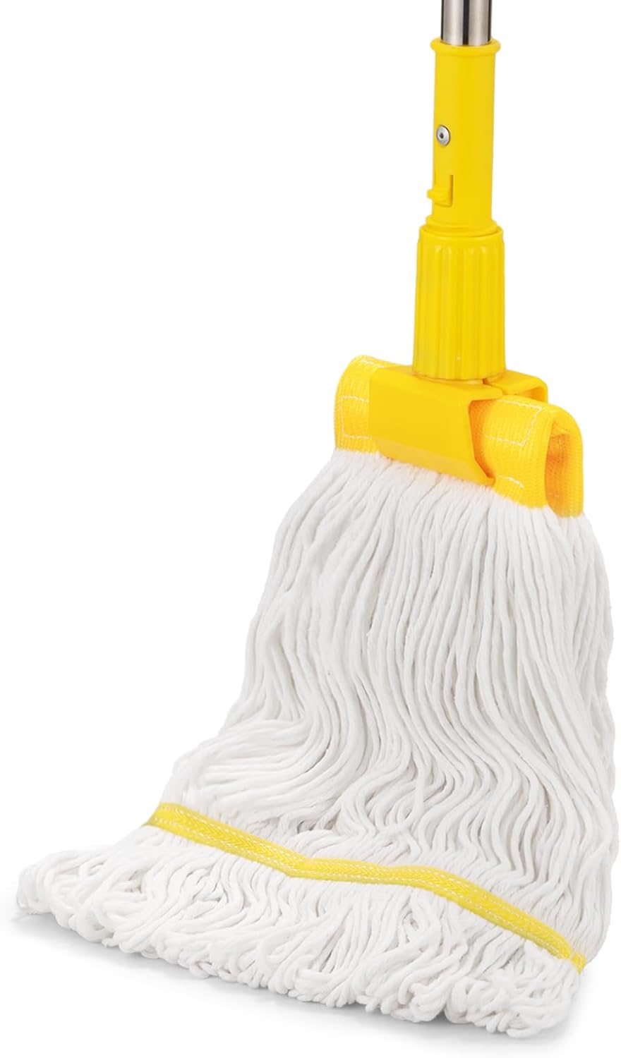 Professional Commercial Heavy Duty Mop,Clip Type Mop with 48" Long Handle,Cotton Wet Industrial Mops for Floor Cleaning,Home,Kitchen,Office,Garage and Concrete Tile Floor