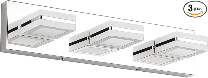 Ralbay Modern LED Vanity Light Fixtures 3 Lights Up and Down LED Modern Bathroom Vanity Lights Over Mirror Rotatable Acrylic Stainless Steel Chrome Bath Wall Lighting