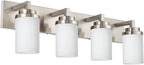 TODOLUZ Bathroom Vanity Light Fixture Over Mirror with Brushed Nickel, Modern 4-Lights Wall Sconces Lighting for Bedroom Living Room Opal White Glass Shades