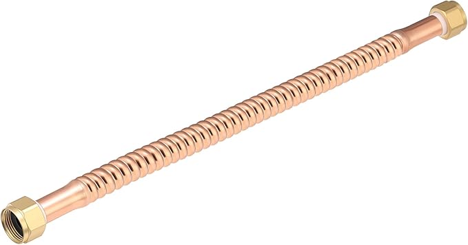 Solimeta 18" Connector for Water Heater with 3/4" FIP and 3/4" FIP Ends, Copper