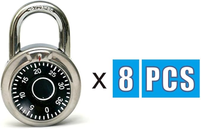 ZonRo Locks Combination Padlock, Fixed Dial Combination Padlock 8 Pack,3 Digit Code Standard Dial Combination, 2 in Wide. 3 in Height, Black Turntable, Lock for Gym & Locker, School, Toolbox