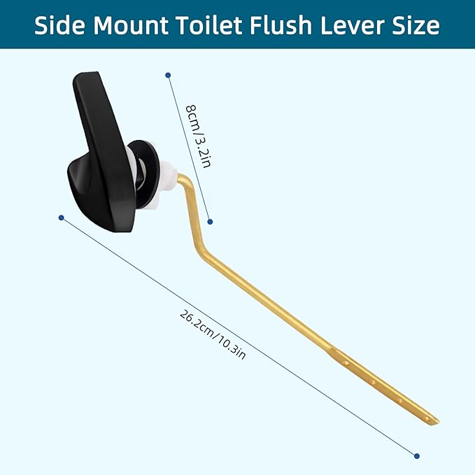 Universal Metal Side Mount Toilet Handle Replacement Kit KitCompatible with Kohler K-GP30324-CP/Glacier Bay Toilet with 1pc Flapper Chain, Toilet Flusher Lever, Matteblack