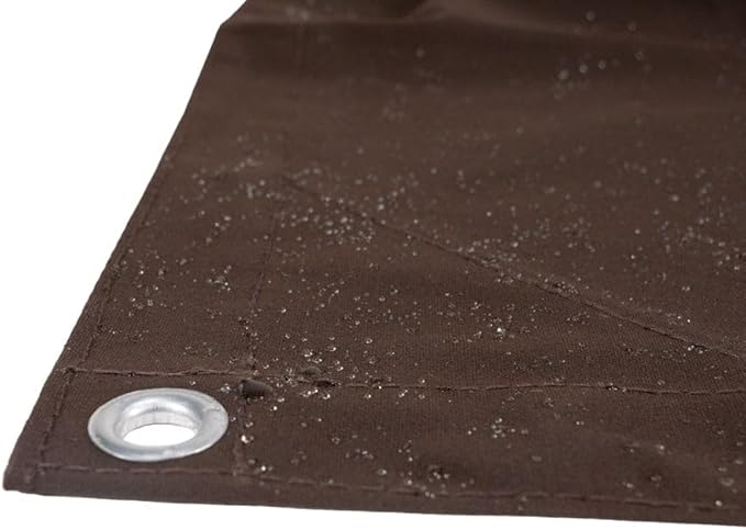 Mytee Products 7' x 9' Dark Brown 12oz Canvas Tarp with Grommets - Water Resistant - Heavy Duty Canvas Tarps - Multipurpose Tarpaulin Cover for Canopy Tent, Roof, Camping, Semi Trucks & Cargo