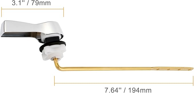 Hibbent Universal Metal Front Mount Toilet Handle Replacement Kit, Brass Toilet Flush Tank Lever with Stainless Steel Flapper Chains for Most Toilets, Chrome
