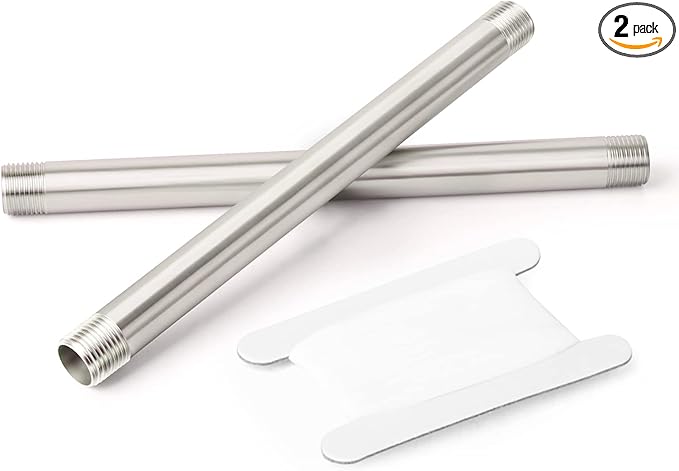 TAISHER 2Pcs Stainless Steel Pipe Fittings, 1" NPT x 1" NPT Male Threaded, 10" Length Nipple Cast Pipe