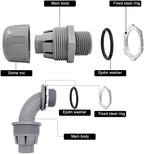 1/2 inch Liquid Tight Connector PVC Flexible Conduit Connector UL Listed Liquid Tight Connector Non-Metallic Electrical Conduit Fittings 12 Pack (8 Pcs 180D/4 Pcs 90D)