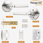 Probrico Interior Brushed Nickel Door Handle, Slim Handed Privacy Door Handles, Keyless Door Levers Lockset for Bedroom and Bathroom (8 Pack, Modern)