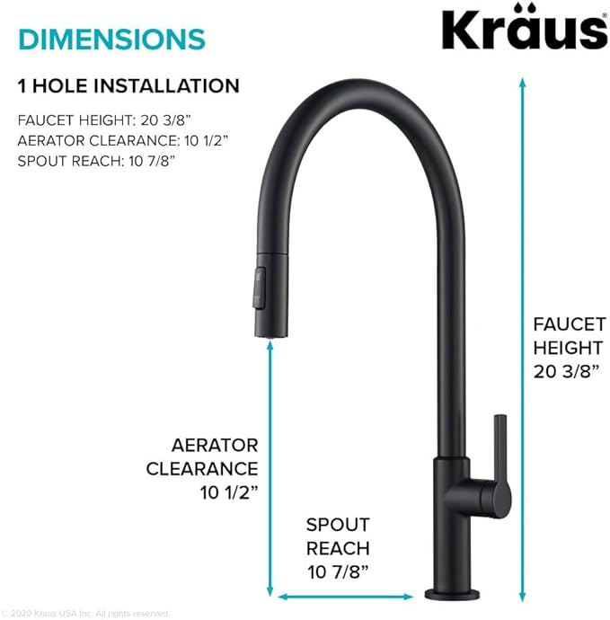 KRAUS Oletto High-Arc Single Handle Pull-Down Kitchen Faucet in Matte Black, KPF-2821MB