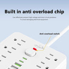 6 FT Flat Plug Surge Protector Power Strip,11 Multiple AC Outlets with 6 USB Ports (2 USB C), 6 Feet Extension Cord, 1250W/10A, One Touch Switch Button, 17 in 1 Compact powerstrip-White