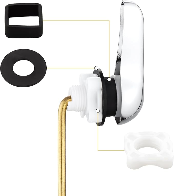 Toilet Handle Lever Flush Replacement Universal Toilet Handle Lever for American Standard/Mansfield Toilet, Front Mount Zinc Alloy Toilet Flush Handle with H2 Brass Arm