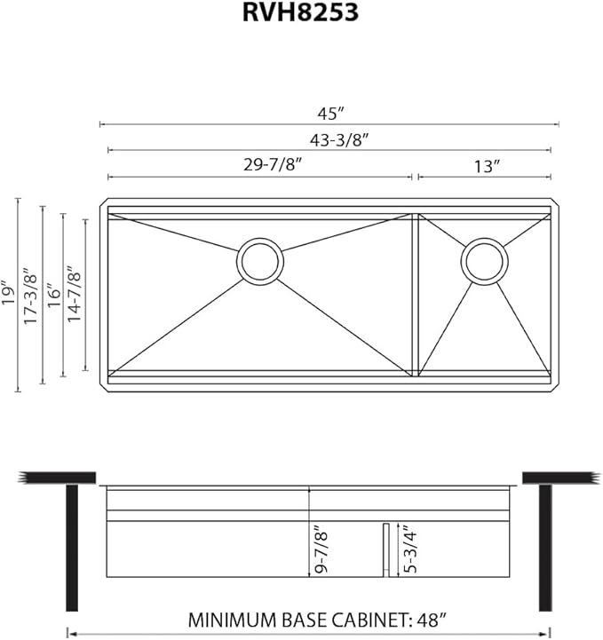 Ruvati 45-inch Double Bowl Workstation Kitchen Sink - Undermount 16 Gauge Stainless Steel Kitchen Sink with Two-Tiered Ledge & Accessories - RVH8253