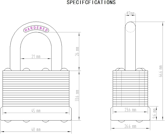 8-Pack Keyed Alike Laminated Steel Padlocks Keys, 1-3/4" Wide, Heavy Duty Pad Lock Set with Same Keys