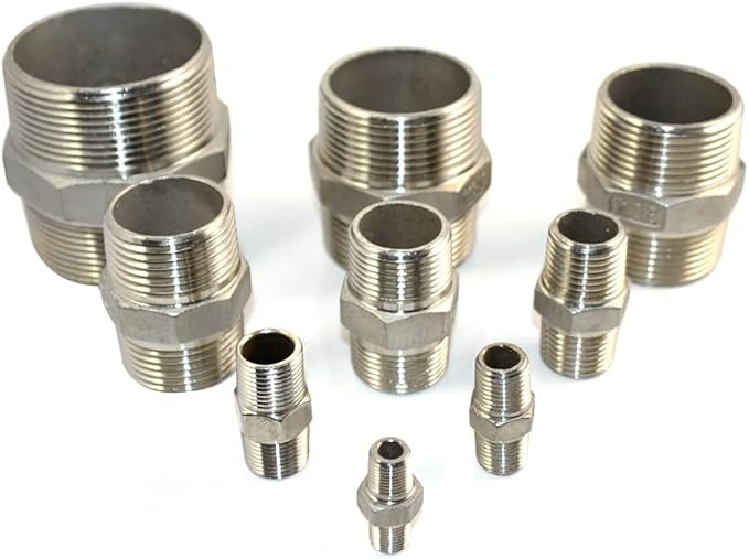 3/8" x 3/8" NPT Male Threaded Hex Nipple,Stainless Steel 304 Quick Coupler Pipe Fitting