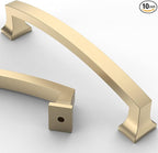 Asidrama 10 Pack 5 Inch(128mm) Hole Centers Brushed Brass Kitchen Cabinet Handles, Gold Cabinet Pulls Kitchen Cabinet Hardware for Cupboard Drawer Pulls