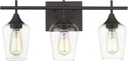 21" Bathroom Lighting Fixtures Over Mirror, 3-Light Oil Rubbed Bronze Vanity Lights Farmhouse Bath Wall Sconce with Clear Glass for Bath, WL9167-3A