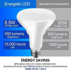Energetic 12-Pack BR30 LED Recessed Light Bulb, 8.5W=65W, 4000K Cool White, 650LM, Dimmable Ceiling Flood Light Bulb for Cans