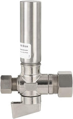 EFIELD 1/4 Turn Stop Straight Valve, 1/2" Nominal (5/8" OD) Compression x 3/8" OD With Stainless Steel Water Hammer Arrestor Chrome Plated Brass,(ARSTRVLV002)