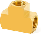 ChillWaves Brass Pipe Fitting, Barstock Tee 1/2" x 1/2" x 1/2" NPT Female Thread Adapter(1-PACK)