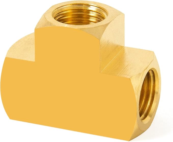 ChillWaves Brass Pipe Fitting, Barstock Tee 1/2" x 1/2" x 1/2" NPT Female Thread Adapter(1-PACK)
