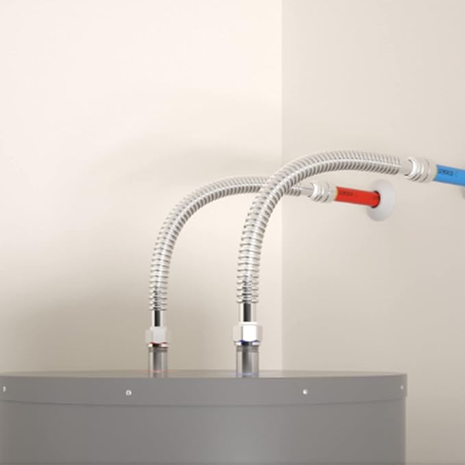 Solimeta 2 Pack Heavy Duty Durable Stainless Steel Corrugated Water Heater Connector Flexible for Water Heater Water Softener, 24“ Length