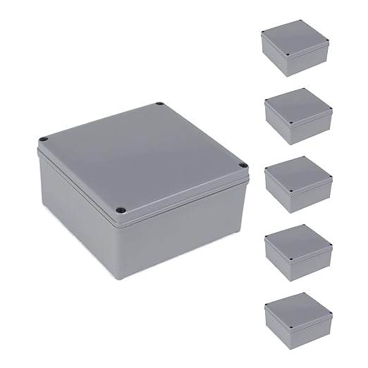 6 Pack Junction Box-4" x 4" x 3" IP65 ABS Plastic Dustproof Waterproof Electrical Box Project Junction Conduit Box for Electrical Outdoor Enclosure