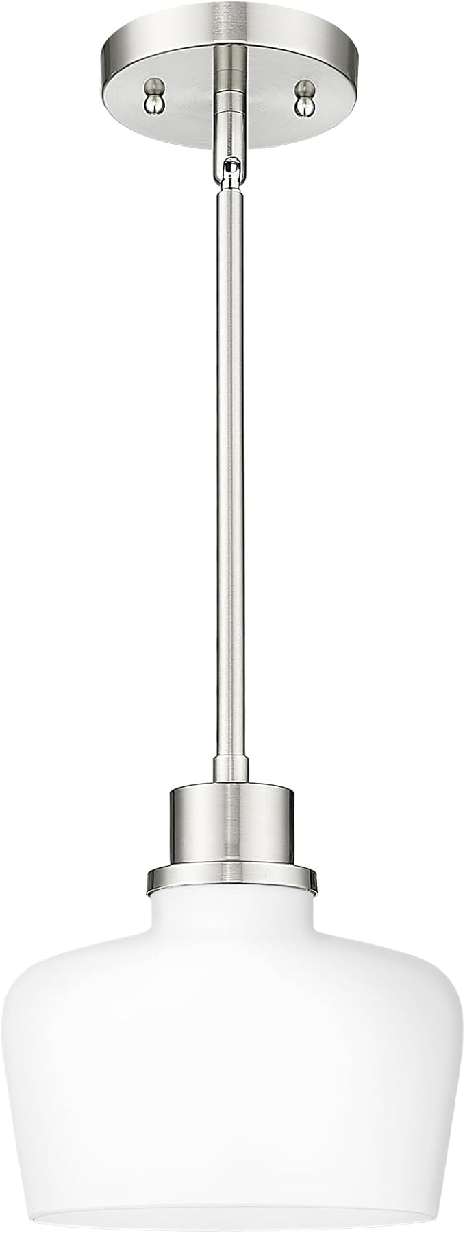 Emak Pendant Lights Kitchen Island with Milk Glass Shade, Modern 8 Inch Brushed Nickel Pendant Light Hanging Lights for Kitchen Island, Dining Room, Bathroom, Bedroom, PL122-BN-ML