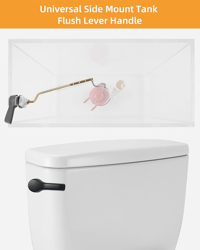 Hibbent Universal Metal Side Mount Toilet Handle Replacement Kit, Brass Toilet Flush Tank Lever with Stainless Steel Flapper Chains for Most Toilets, Oil-Rubbed Bronze