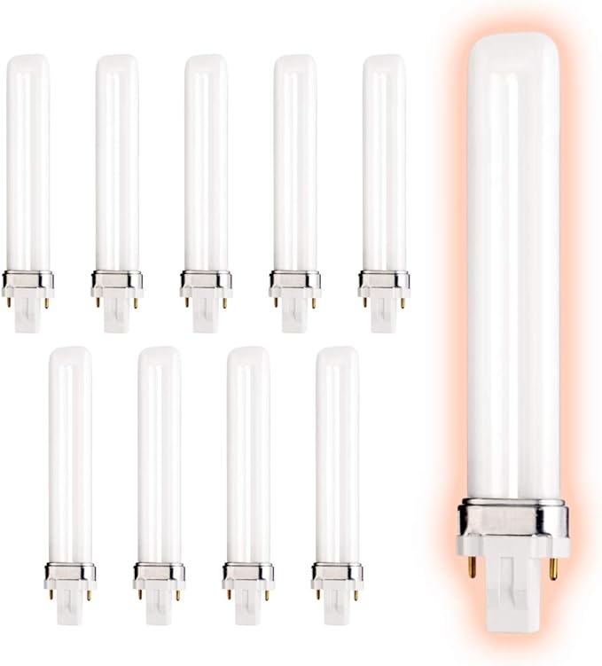 GoodBulb 13 Watt CFL Light Bulbs | 2 Pin GX23 Base 5000K Daylight | 13W High Output 800 Lumens | Single Tube Compact Fluorescent Light Bulbs Plug-in | Car Dealership Lighting | 10 Pack