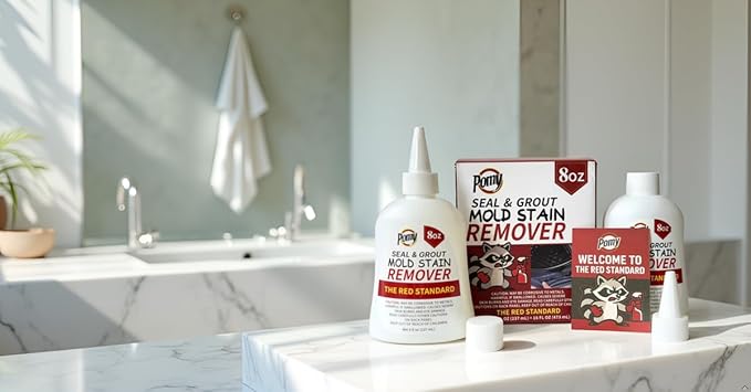 Pomy Professional Grade Mold Stain Remover Gel (2 Pack-16 oz Total) Thick No-Run Gel for Shower Caulk, Grout Lines, Washing Machine Gasket, Front Loader Door Seal, Tile and Bathroom Surfaces