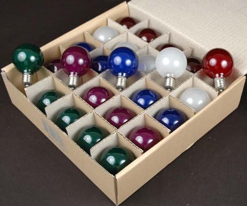 Novelty Lights Incandescent G50 Globe Replacement Bulbs - Outdoor Individual Bulbs for Events, Holiday Parties, Patios, and More - E17/C9 Intermediate Base, 7 Watt Lights (Multi, 25 Pack)