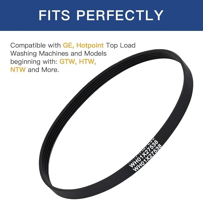 Upgraded WH01X27538 Washer Drive Belt Compatible with GE, with Hotpoint Washing Machines, Replaces AP6037512, AP6328256, PS11767488, PS12299369, 4587903