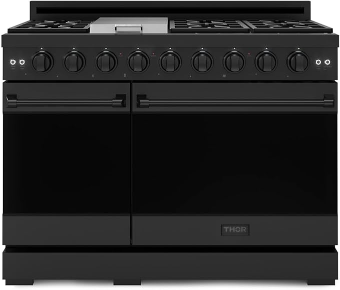 Gordon Ramsay by THOR Kitchen 48 Inch Professional Liquid Propane Range with Tilt Panel Touch Control in Black