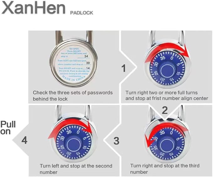 Combination Padlocks with Metal Body, Indoor Use for Gym Lockers & School Locker,Blue, 8-Pack