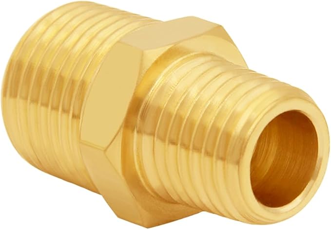 3PCS Brass Reducer Adapter, 3/8" NPT Male to 1/2" NPT Male Thread, Hex Reducing Pipe Fitting Coupler Nipple Connector for Water/Oil/Gas
