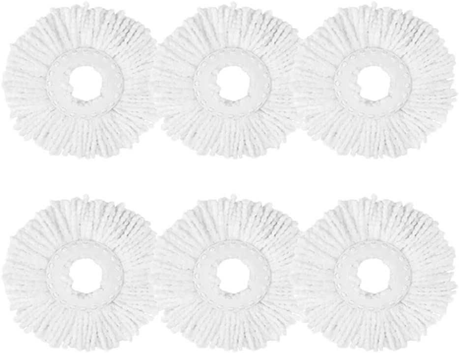 Spin Mop Head Refill Mop Replacement for Spin Magic Mop Pads Round Spin Mop Microfiber Easy Wring Spin Mop Head Cloth 6-Pack